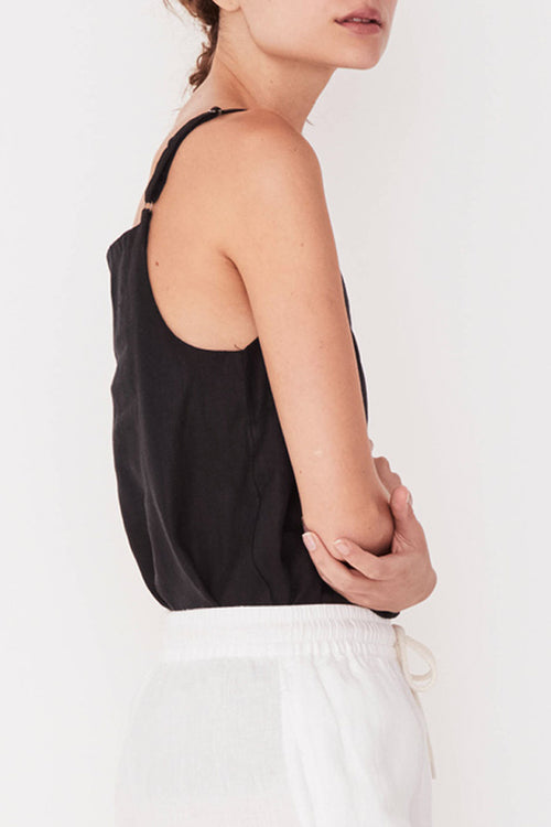 Pinafore Strappy Black Linen Cami WW Top Assembly Label   