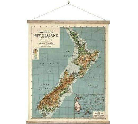 NZ Dominion Map Wall Chart Large 800mm Wide HW Art - Wall Decor, Clock, Wall Mirror 100% NZ   