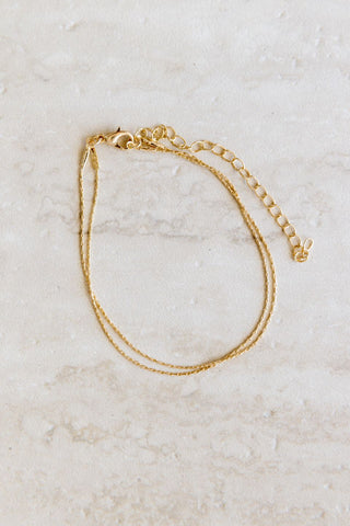 Ultra Fine Double Chain Gold Bracelet