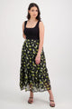 Willow Black Floral Tiered Midi Skirt
