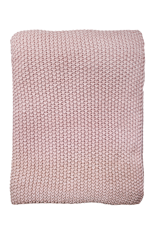 Milford Moss Stitch Dusky Pink Cotton Throw HW Throws Mulberi   