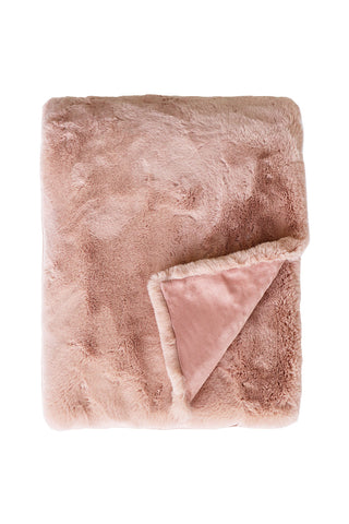 Pele Dusky Rose Faux Fur Throw 125x150cm HW Throws Mulberi   