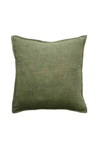 Flaxmill Linen Cushion with Feather Inner Olive 50x50cm HW Cushions Mulberi   