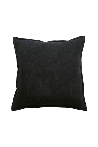 Flaxmill Linen Cushion with Feather Inner Black 50x50cm EOL HW Cushions Mulberi   