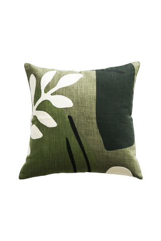 Marquet Cotton Floral Green Cushion with Polyester Inner 45x45cm HW Cushions Mulberi   