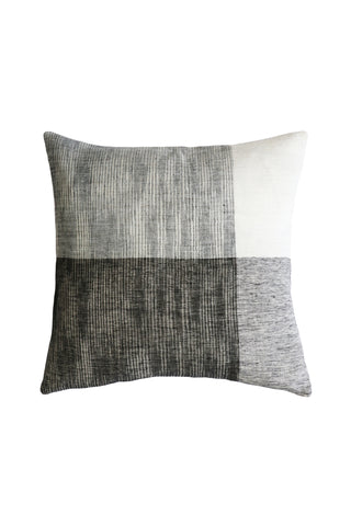 Wilson Linen Cushion with Feather Inner Black White and Grey 50x50cm HW Cushions Mulberi   