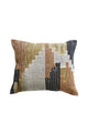 Puebla Patterned Cotton + Wool Cushion with Polyester Inner - Ochre + Black Multi 35x50cm