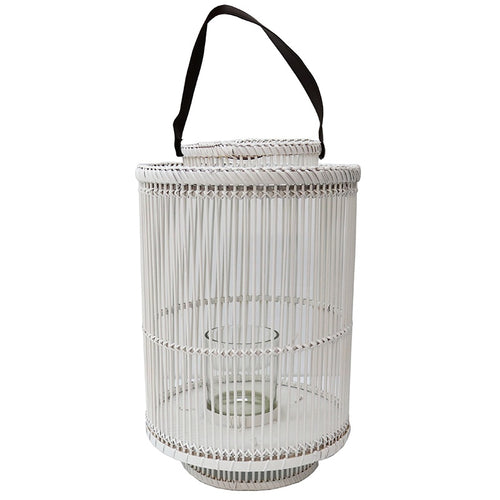 Bodrum White Lantern 30cm HW Lighting - Lamp, Candleholder, Lantern, Shade Le Forge   