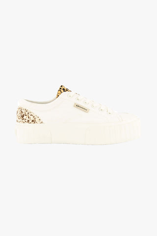 2631 Calfhair White Avorio Leopard Spot Leather Sneaker