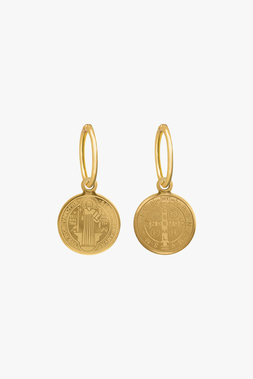 Saint Circle Gold Sleeper Earrings EOL ACC Jewellery Lindi Kingi   