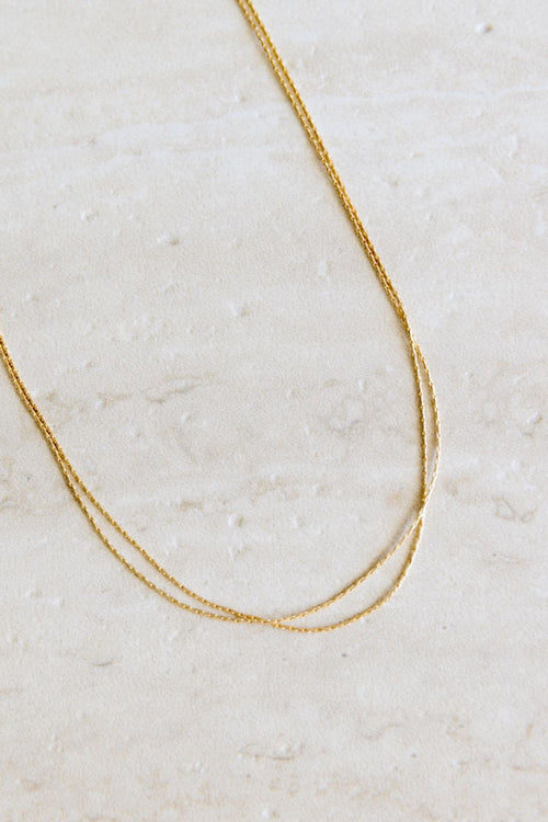 Ultra Fine Double Chain Gold Necklace ACC Jewellery Flo Gives Back 15% to Women In Need   