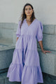 Clarity Lilac Puff Sleeve Tiered Maxi Dress