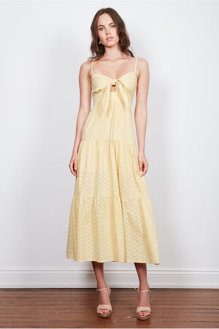 Lemondrop Knot Tierred Lemon Midi Dress WW Dress Wish   