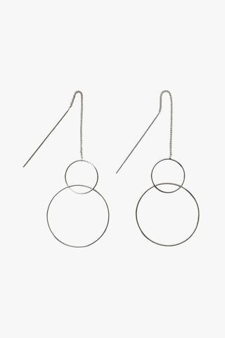 Circle Thread Thru Rhodium Earrings ACC Jewellery Flo Gives Back 15% to Women In Need   