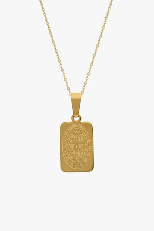 Gold Saints Large Rectangle Necklace EOL ACC Jewellery Lindi Kingi   