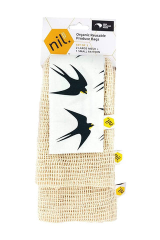 Organic Black Bird Produce Bags Pack 3 HW Storage - Stand, Bottle, Box, Basket, Tray Nil   