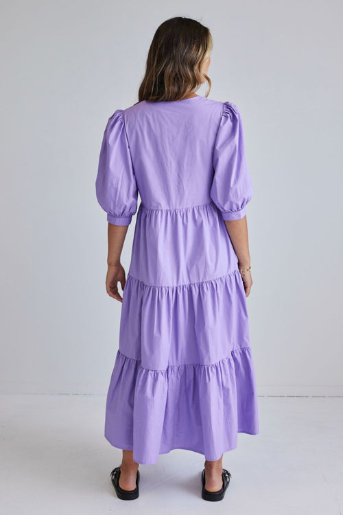 Clarity Lilac Puff Sleeve Tiered Maxi Dress WW Dress Among the Brave   