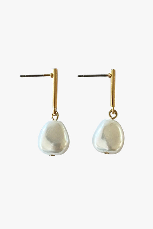 Pearl Bar Earrings Gold ACC Jewellery Flo Gives Back 15% to Women In Need   
