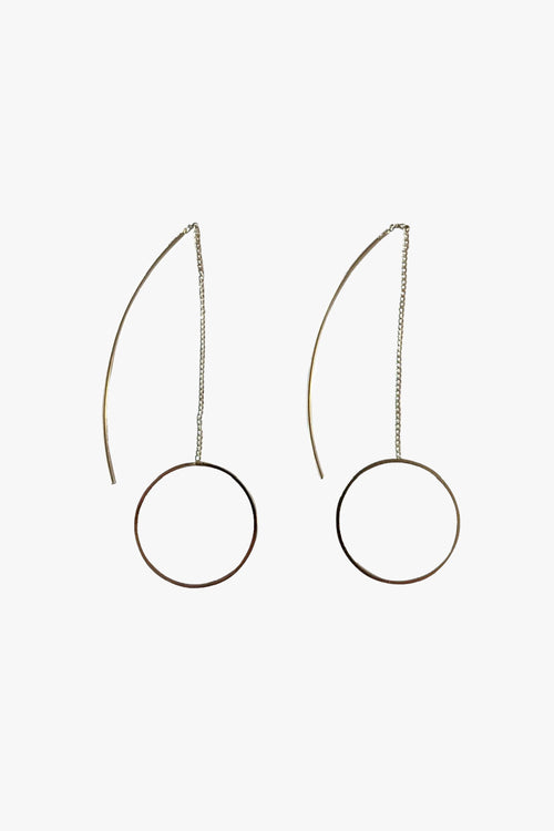 Circle Bar Thread Thru Earrings Rhodium ACC Jewellery Flo Gives Back 15% to Women In Need   
