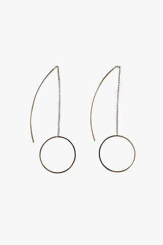 Circle Bar Thread Thru Earrings Rhodium ACC Jewellery Flo Gives Back 15% to Women In Need   