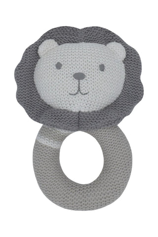 Austin the Lion Knitted Rattle Grey HW Kids Living Textiles   