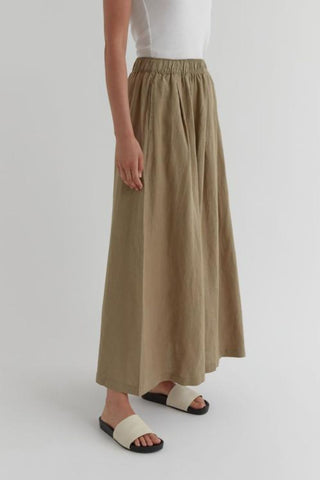 Noma Olive Linen Maxi Skirt WW Skirt Assembly Label   