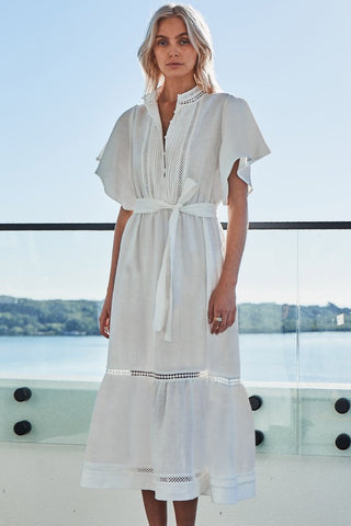 Valiant SS Porcelain White Midi Linen Shirt dress WW Dress Zoe Kratzmann   