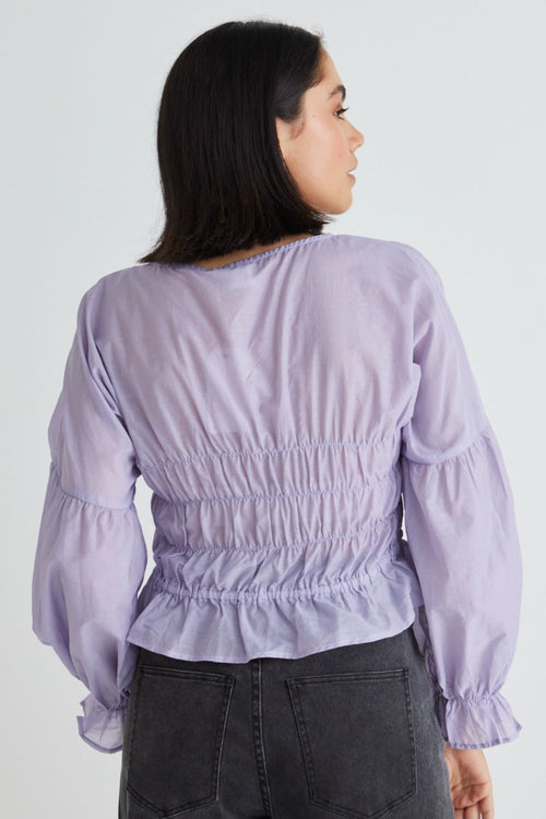 Vivienne Lilac Sheer Button Front Blouse WW Top By Rosa.   