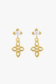 Baroque Cross Post Earrings with White Stone