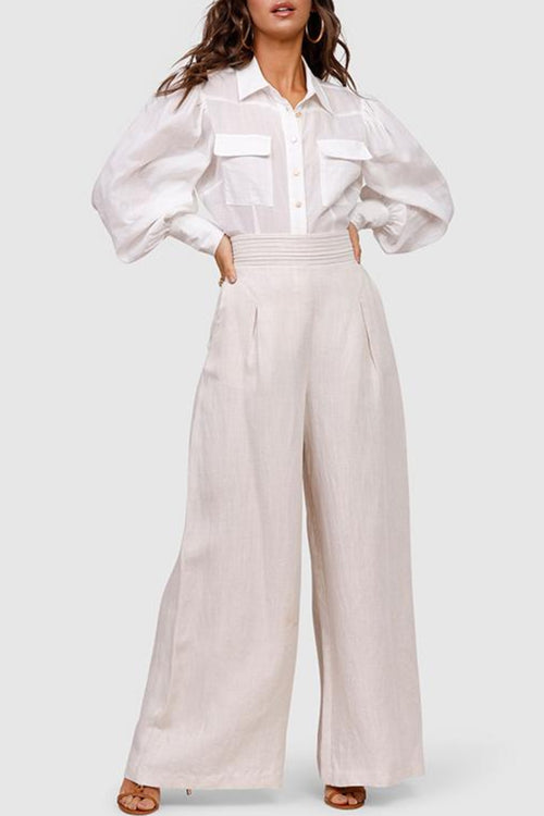 Elysian Wide Leg Natural Marle Linen Pant WW Pants Ministry Of Style   