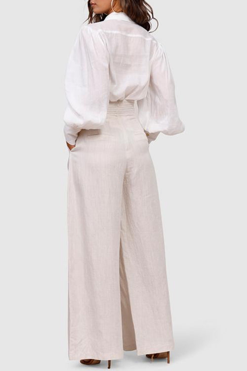 Elysian Wide Leg Natural Marle Linen Pant WW Pants Ministry Of Style   