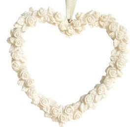 Rose Bud Heart White Hanging Open Large HW Christmas Alisons Acquisitions   