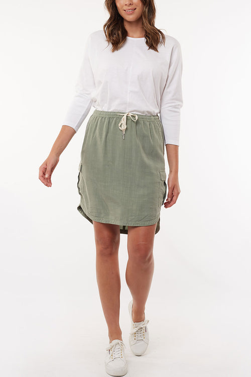 Upstate Cargo Elastic Khaki Mini Skirt WW Skirt Foxwood   