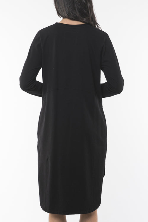 Bay LS Tshirt Black Midi Dress WW Dress Foxwood   