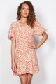 Sunray Ivory Ditsy Flower Puff Sleeve Button Front Mini Dress
