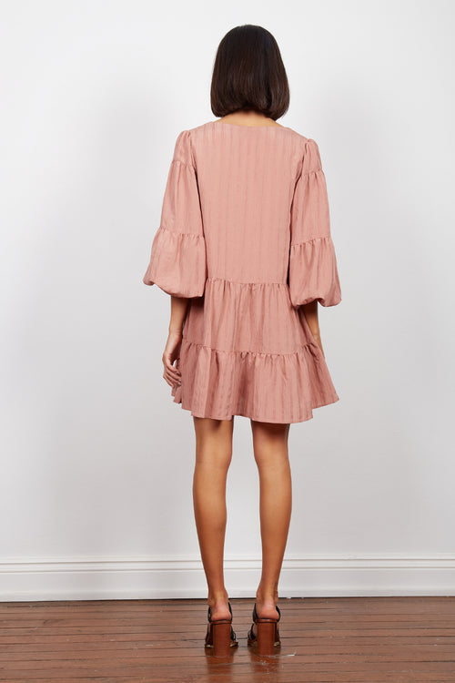 Missy Tiered Puff LS Terracotta Mini Dress WW Dress Wish   