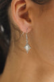 Clear Gem Diamond Shape Rhodium Earrings