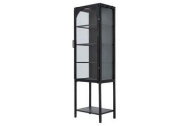 Arc 1 Door Black Metal + Glass Tall Cabinet HW Furniture - Chair, Table, Floor Mirror, Shelf Robert Mark   