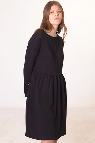 Translation Black Organic Cotton Fleece Mini LS Dress WW Dress ReCreate   