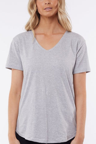 Marvelous V Neck Grey Marle Tee WW Top Silent Theory   