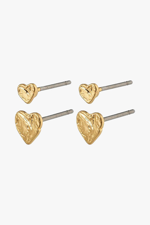Sophia Heart Stud Earrings Two Pack Gold ACC Jewellery Pilgrim   