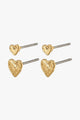 Sophia Heart Stud Earrings Two Pack Gold