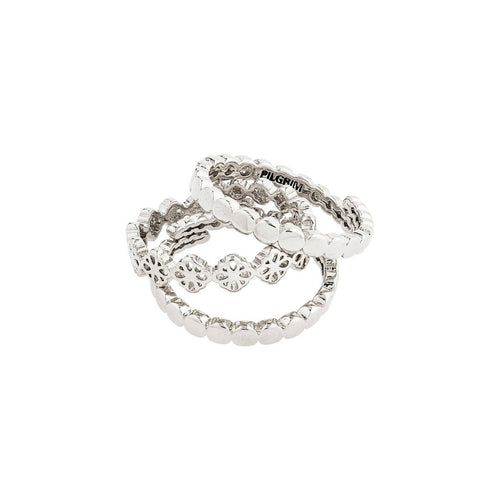 Cherished Three Stacked Fine Silver Adjustable Rings ACC Jewellery Pilgrim   