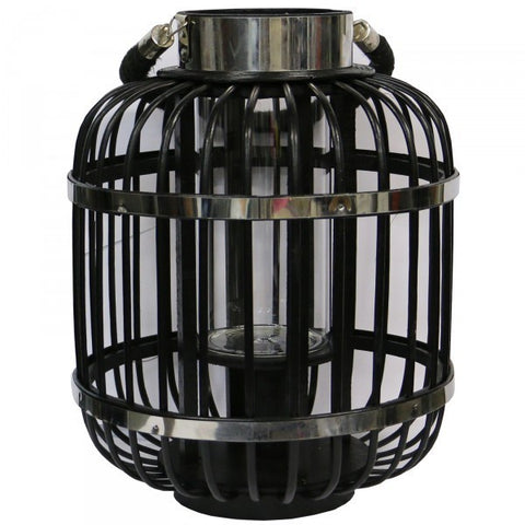 LeForge (Bamboo Chrome Lantern) Black Large HW LANTERNS, Votives, Candleholders Le Forge   