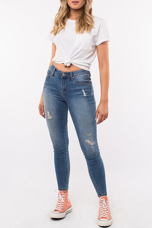 Knotted White Cropped Crew Tee WW Top All About Eve   