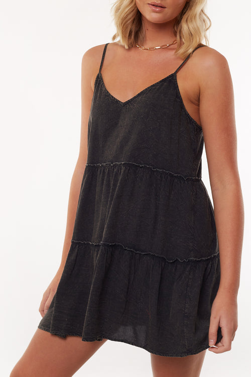 Supple Washed Strappy Black Mini Dress WW Dress All About Eve   
