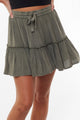 Supple Washed Khaki Frill Hem Skirt