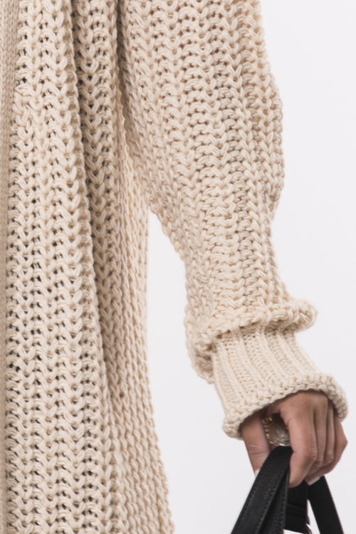 Comfy Longline Beige Chunky Knit Cardigan WW Knitwear All About Eve   