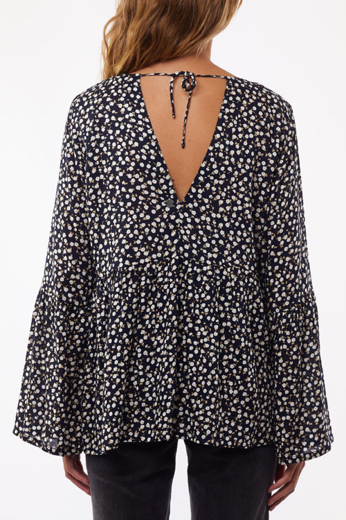 Autumn Dark Ditsy Print LS Top WW Top All About Eve   