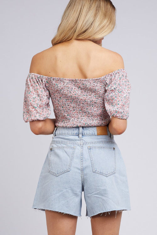 Rosa Purple Print Puff Sleeve Crop Top WW Top All About Eve   